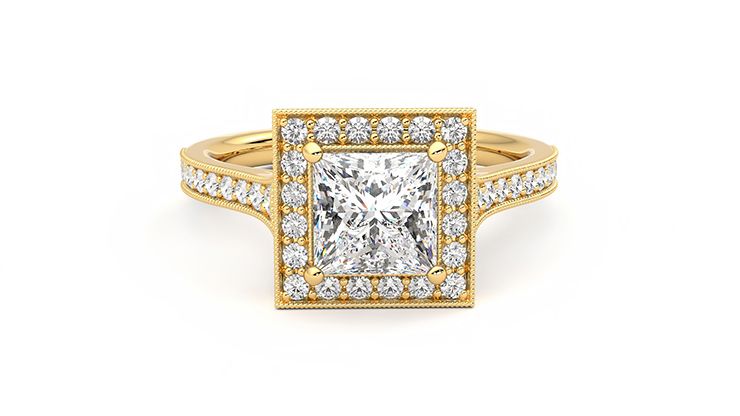 Taylor & Hart Talisman Princess Engagement Ring 360 degree image 1
