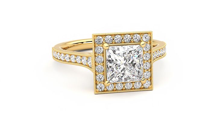 Taylor & Hart Talisman Princess Engagement Ring 360 degree image 3