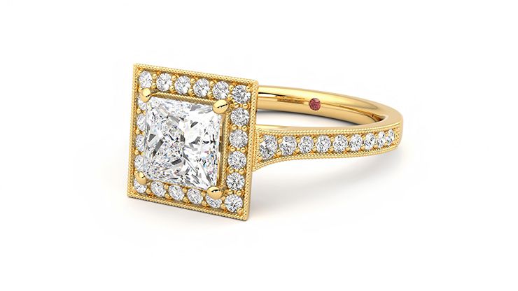 Taylor & Hart Talisman Princess Engagement Ring 360 degree image 25