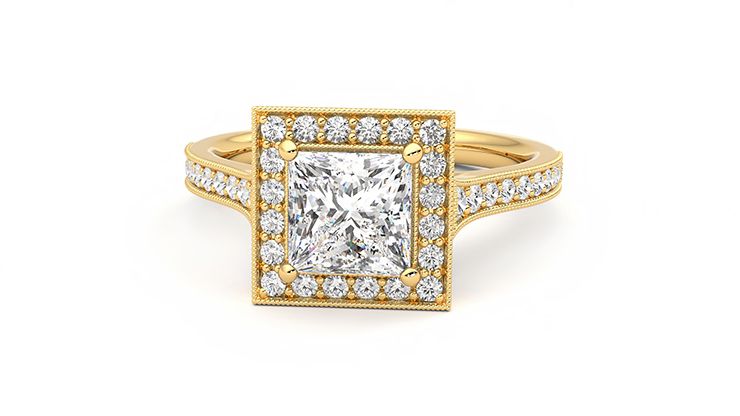 Taylor & Hart Talisman Princess Engagement Ring 360 degree image 28