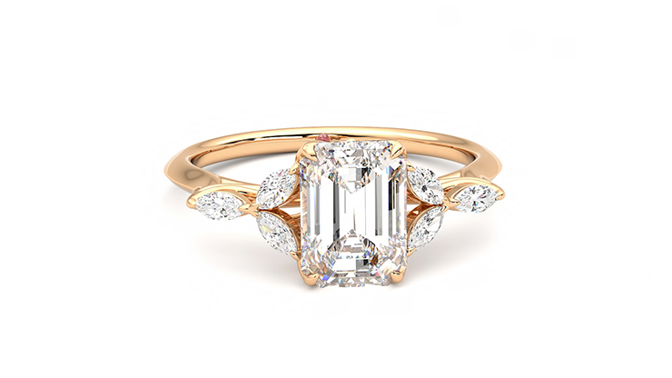 Taylor & Hart Tamora Emerald Engagement Ring 360 degree image 2