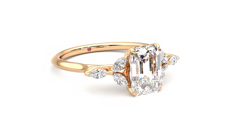 Taylor & Hart Tamora Emerald Engagement Ring 360 degree image 5