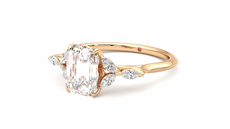 Taylor & Hart Tamora Emerald Engagement Ring 360 degree image 25