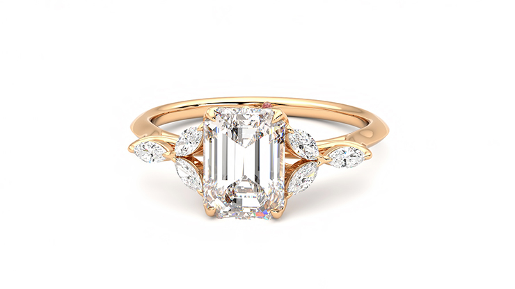 Taylor & Hart Tamora Emerald Engagement Ring 360 degree image 28