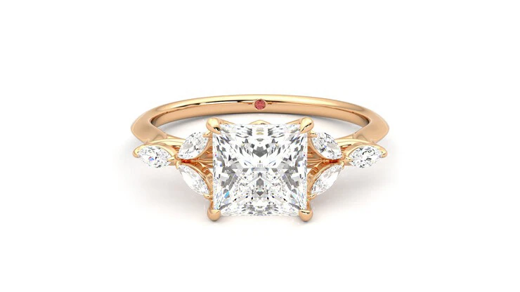 Tamora | 18ct Rose Gold pavé trilogy style engagement ring | Taylor & Hart