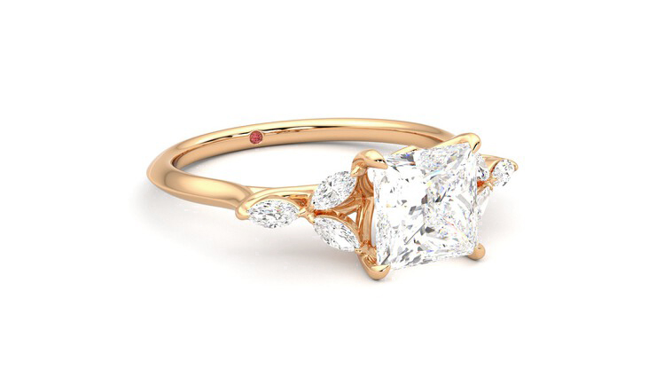 Taylor & Hart Tamora Princess Engagement Ring 360 degree image 5
