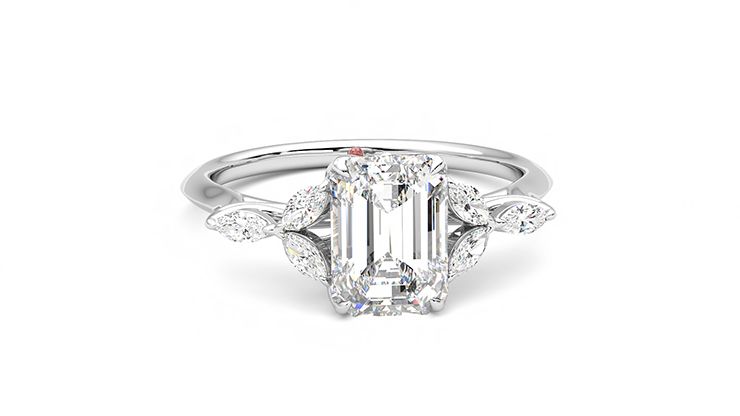 Taylor & Hart Tamora Emerald Engagement Ring 360 degree image 2