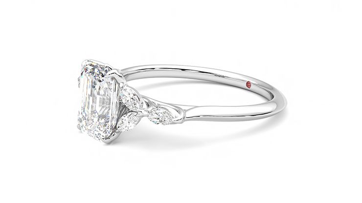Taylor & Hart Tamora Emerald Engagement Ring 360 degree image 23