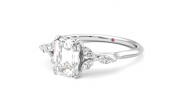 Taylor & Hart Tamora Emerald Engagement Ring 360 degree image 25