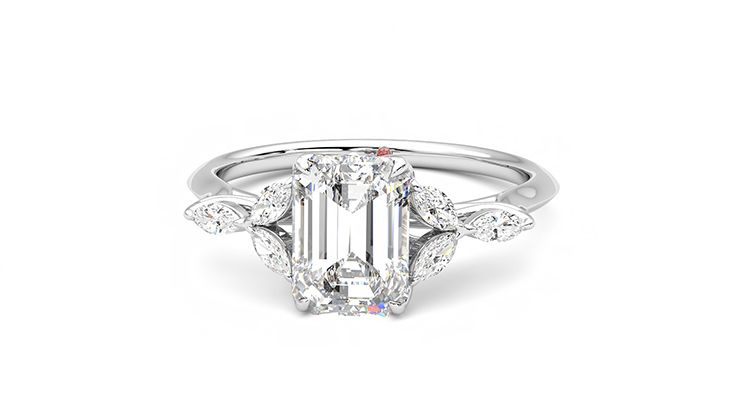 Taylor & Hart Tamora Emerald Engagement Ring 360 degree image 28