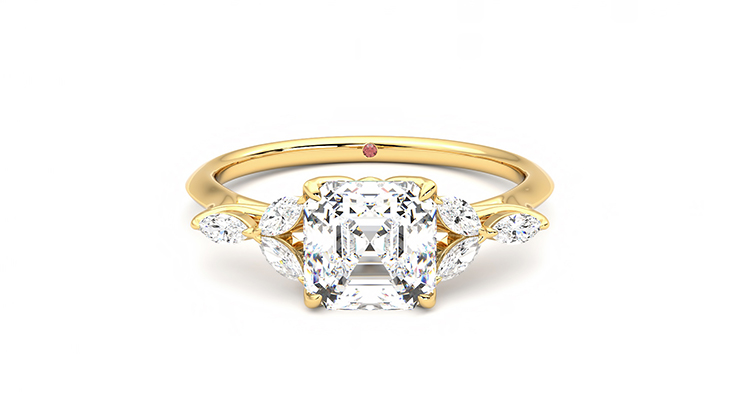 Taylor & Hart Tamora Asscher Engagement Ring 360 degree image 0