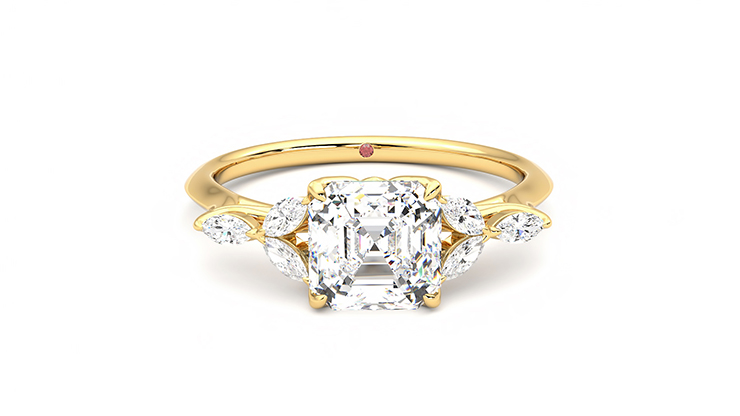 Taylor & Hart Tamora Asscher Engagement Ring 360 degree image 1