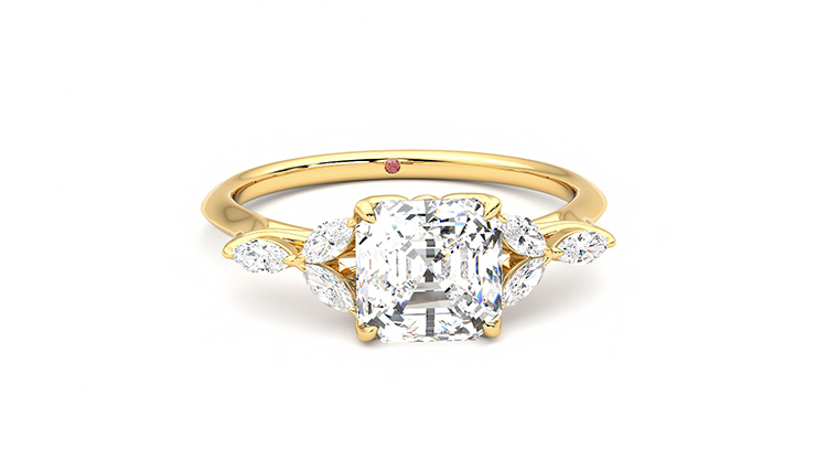 Taylor & Hart Tamora Asscher Engagement Ring 360 degree image 2