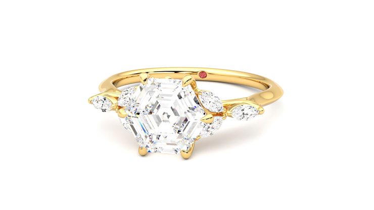Taylor & Hart Tamora Hexagonal Engagement Ring 360 degree image 27