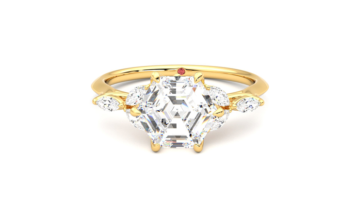 Taylor & Hart Tamora Hexagonal Engagement Ring 360 degree image 29