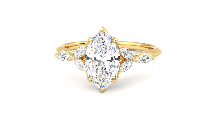 Marquise diamond engagement on sale ring yellow gold