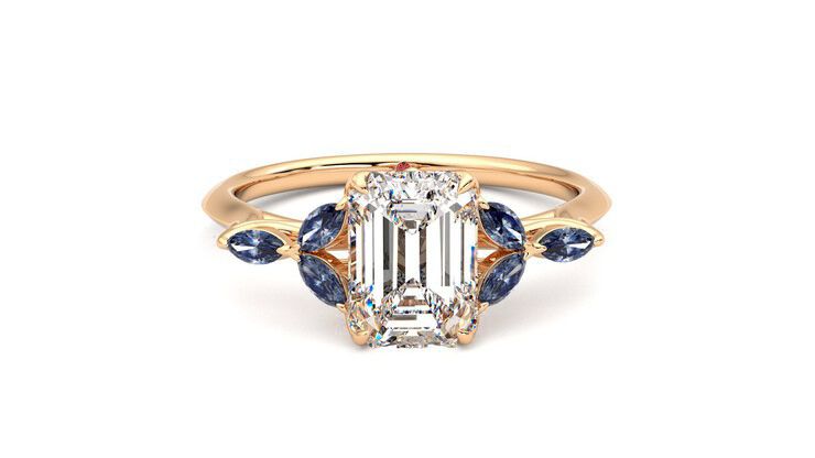Taylor & Hart Tamora Emerald Engagement Ring 360 degree image 1