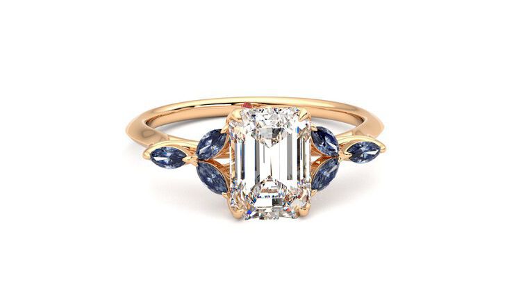 Taylor & Hart Tamora Emerald Engagement Ring 360 degree image 2
