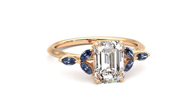 Taylor & Hart Tamora Emerald Engagement Ring 360 degree image 3