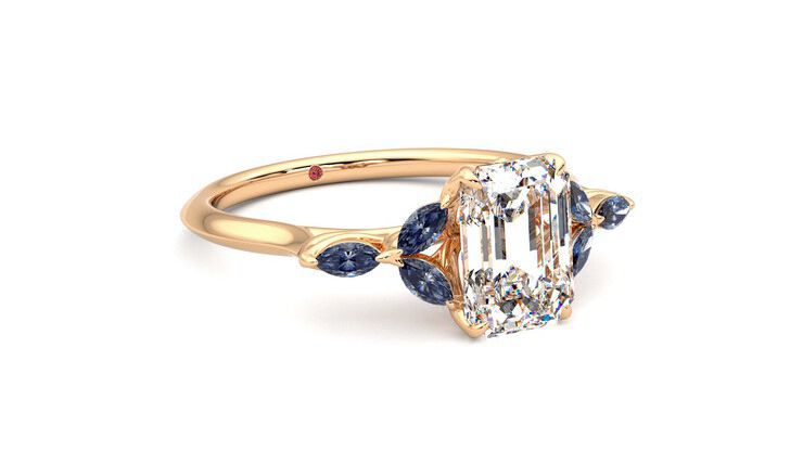 Taylor & Hart Tamora Emerald Engagement Ring 360 degree image 5