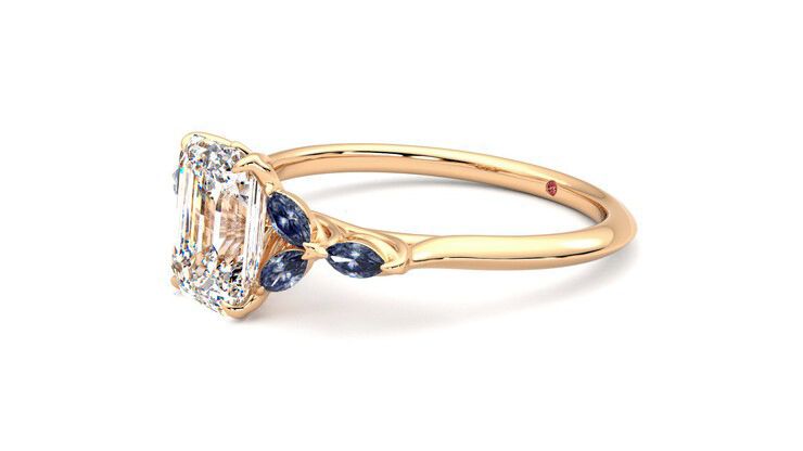 Taylor & Hart Tamora Emerald Engagement Ring 360 degree image 23