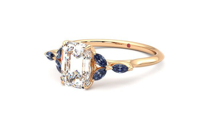 Taylor & Hart Tamora Emerald Engagement Ring 360 degree image 25