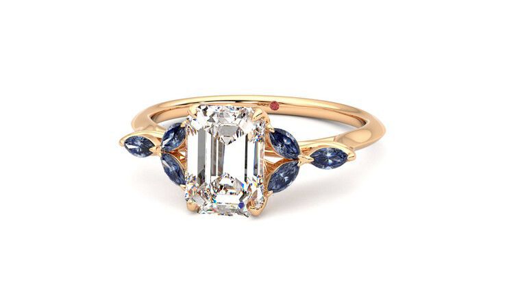 Taylor & Hart Tamora Emerald Engagement Ring 360 degree image 27