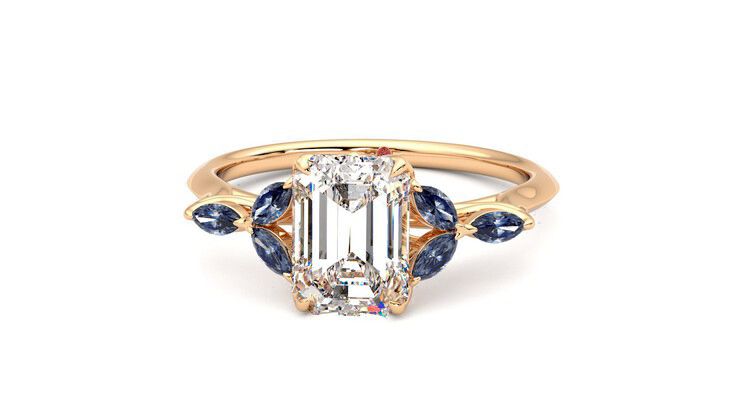 Taylor & Hart Tamora Emerald Engagement Ring 360 degree image 28
