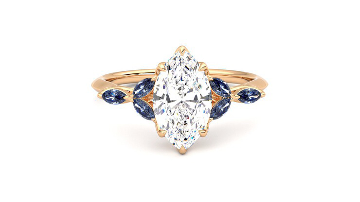 Taylor & Hart Tamora Marquise Engagement Ring 360 degree image 1