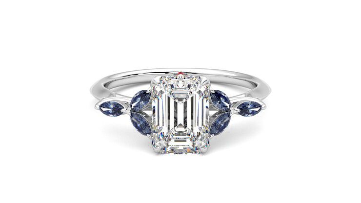 Taylor & Hart Tamora Emerald Engagement Ring 360 degree image 0