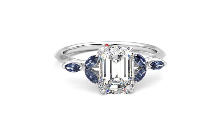 Taylor & Hart Tamora Emerald Engagement Ring 360 degree image 2