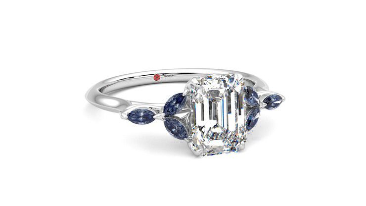 Taylor & Hart Tamora Emerald Engagement Ring 360 degree image 4