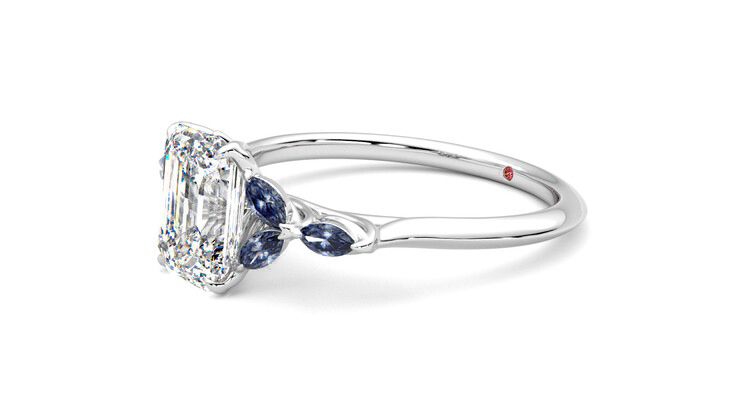 Taylor & Hart Tamora Emerald Engagement Ring 360 degree image 23