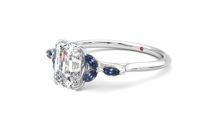 Taylor & Hart Tamora Emerald Engagement Ring 360 degree image 24