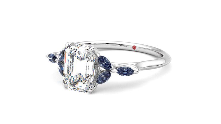 Taylor & Hart Tamora Emerald Engagement Ring 360 degree image 25