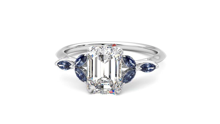 Taylor & Hart Tamora Emerald Engagement Ring 360 degree image 28