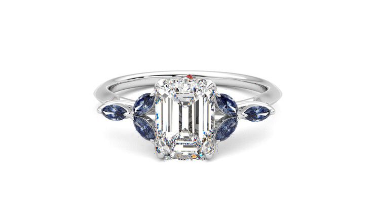 Taylor & Hart Tamora Emerald Engagement Ring 360 degree image 29