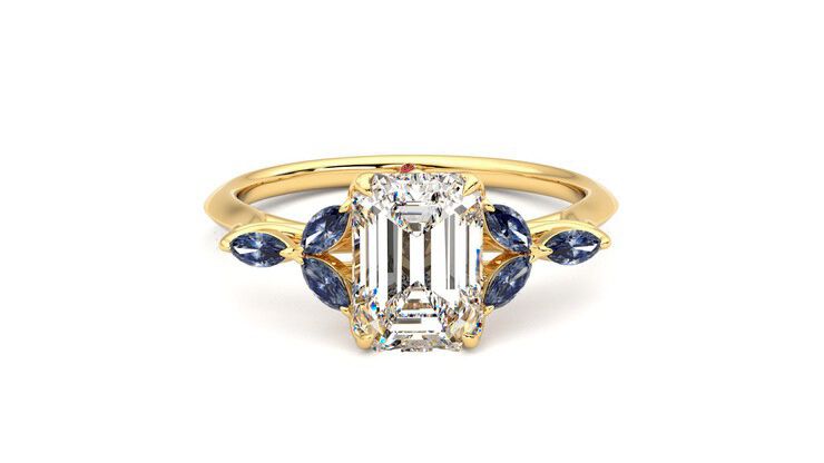 Taylor & Hart Tamora Emerald Engagement Ring 360 degree image 1