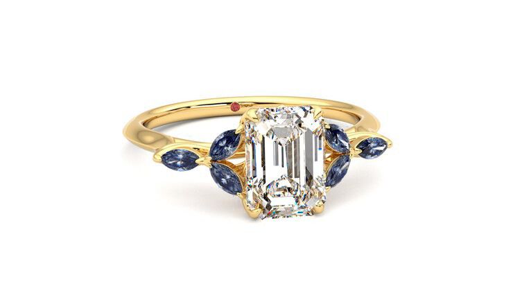 Taylor & Hart Tamora Emerald Engagement Ring 360 degree image 3