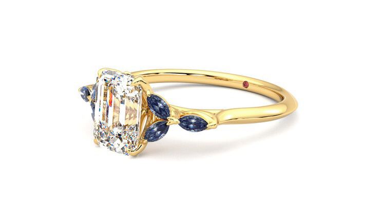 Taylor & Hart Tamora Emerald Engagement Ring 360 degree image 24
