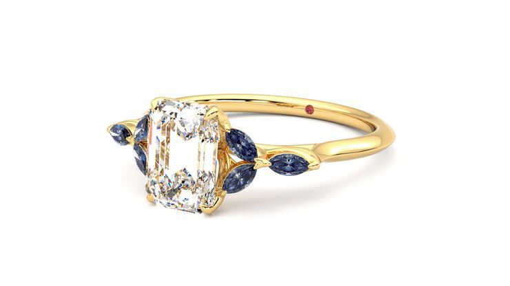 Taylor & Hart Tamora Emerald Engagement Ring 360 degree image 25