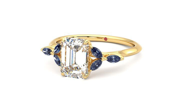 Taylor & Hart Tamora Emerald Engagement Ring 360 degree image 26