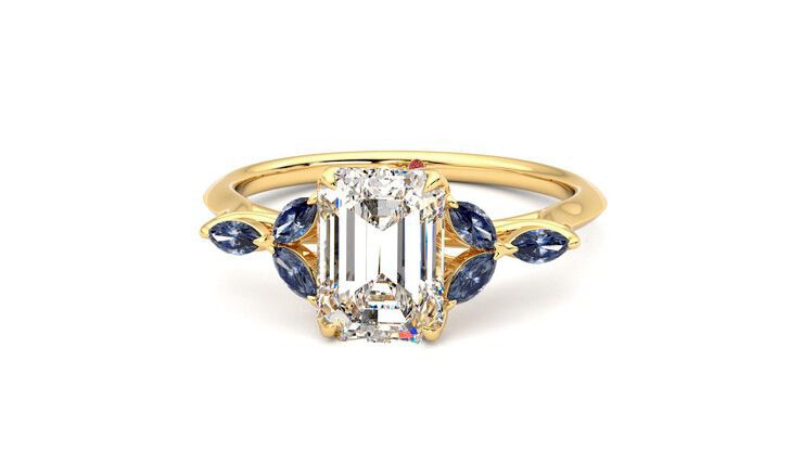 Taylor & Hart Tamora Emerald Engagement Ring 360 degree image 28