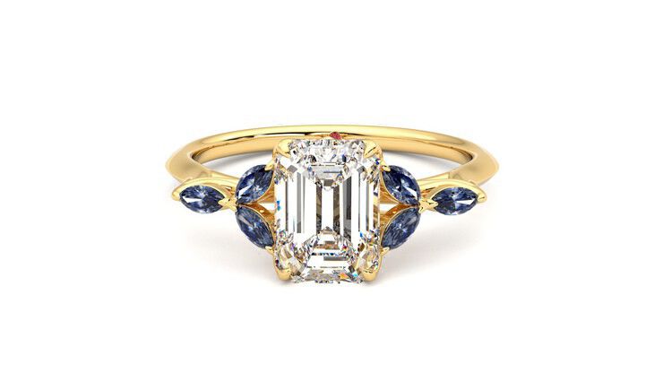 Taylor & Hart Tamora Emerald Engagement Ring 360 degree image 29