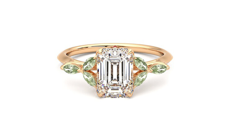 Taylor & Hart Tamora Emerald Engagement Ring 360 degree image 0