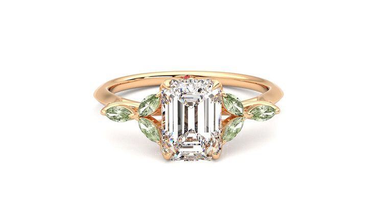 Taylor & Hart Tamora Emerald Engagement Ring 360 degree image 1
