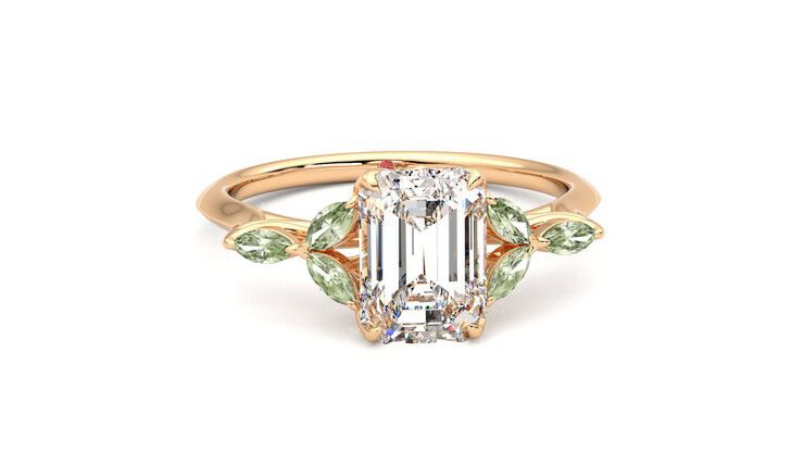 Taylor & Hart Tamora Emerald Engagement Ring 360 degree image 2