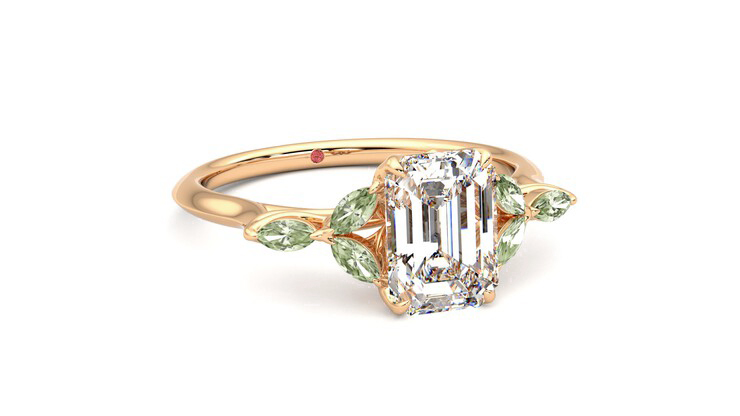 Taylor & Hart Tamora Emerald Engagement Ring 360 degree image 4