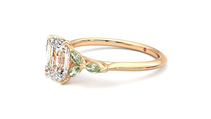 Taylor & Hart Tamora Emerald Engagement Ring 360 degree image 23