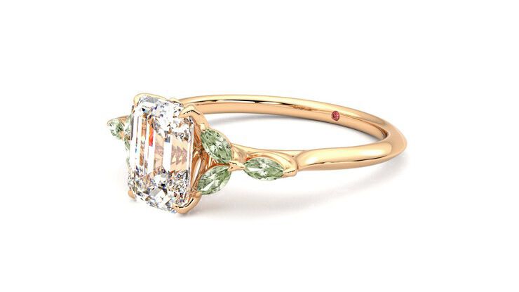 Taylor & Hart Tamora Emerald Engagement Ring 360 degree image 24